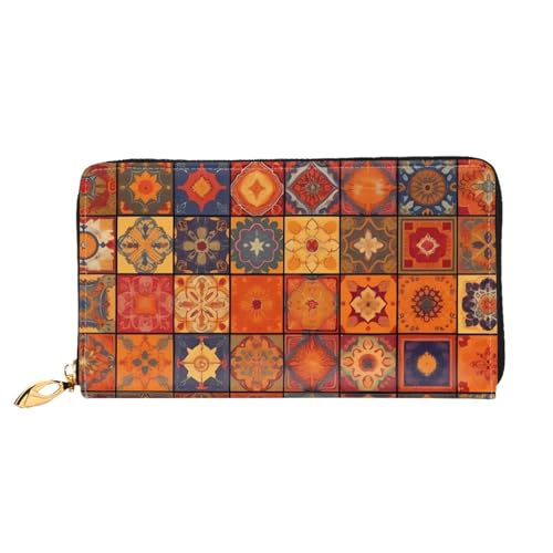 GBCDEDSL Group of Marokkanisches geometrisches doppelseitig bedrucktes Mikrofaser-Leder Damen Leder lange Clutch Geldbörse Leder Geldbörse, Schwarz , Einheitsgröße von GBCDEDSL