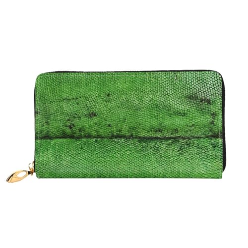 GBCDEDSL Grüne Schlangenleder-Geldbörse, doppelseitig bedruckt, Mikrofaser-Leder, lang, Clutch, Geldbörse aus Leder, Schwarz , Einheitsgröße von GBCDEDSL