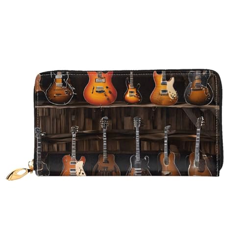 GBCDEDSL Guitars doppelseitig bedrucktes Mikrofaser-Leder Damen Leder lange Clutch Geldbörse Leder Geldbörse, Schwarz , Einheitsgröße von GBCDEDSL