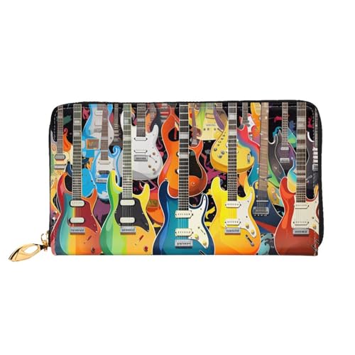 GBCDEDSL Guitars doppelseitig bedrucktes Mikrofaser-Leder Damen Leder lange Clutch Geldbörse Leder Geldbörse, Schwarz , Einheitsgröße von GBCDEDSL