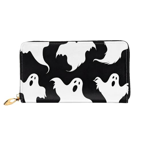GBCDEDSL Halloween Gothic doppelseitig voll bedrucktes Mikrofaser-Leder Damen Leder lange Clutch Geldbörse Leder Geldbörse, Schwarz , Einheitsgröße von GBCDEDSL