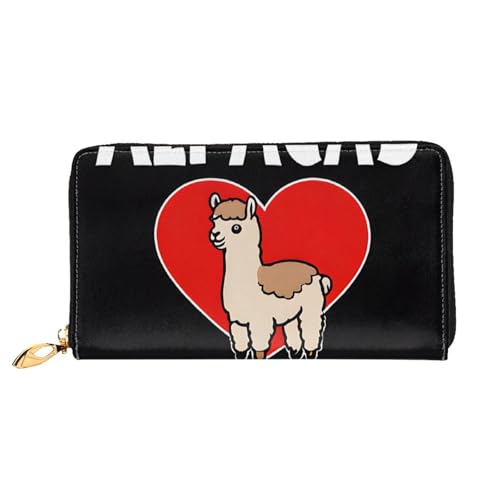 GBCDEDSL I Love Alpacas doppelseitig bedrucktes Mikrofaser-Leder Damen Leder lange Clutch Geldbörse Leder Geldbörse, Schwarz , Einheitsgröße von GBCDEDSL