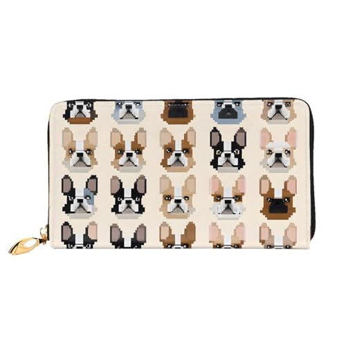 GBCDEDSL I Love French Bulldog Doppelseitige voll bedruckte Mikrofaser-Leder Damen Leder lange Clutch Geldbörse Leder Geldbörse, Schwarz , Einheitsgröße von GBCDEDSL