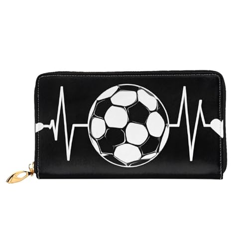 GBCDEDSL I Love Soccer Doppelseitig bedrucktes Mikrofaser-Leder Damen Leder lange Clutch Geldbörse Leder Geldbörse, Schwarz , Einheitsgröße von GBCDEDSL