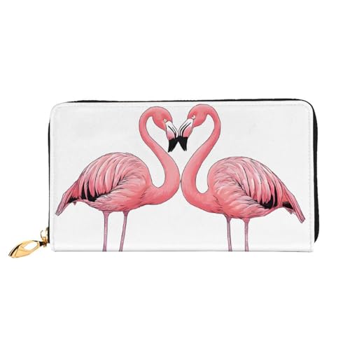 GBCDEDSL Ink Flamingos Doppelseitig Voll Bedrucktes Mikrofaser-Leder Damen Leder Lange Clutch Geldbörse Leder Geldbörse, Schwarz , Einheitsgröße von GBCDEDSL