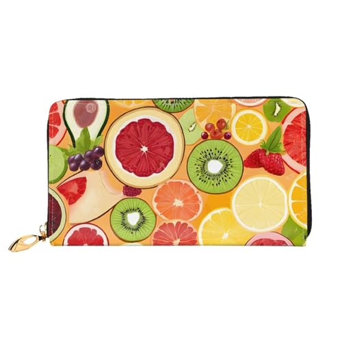 GBCDEDSL Kiwi Watermelon Double Sided Fully Printed Microfiber Leather Women's Leather Long Clutch Wallet Leather Wallet, Schwarz , Einheitsgröße von GBCDEDSL