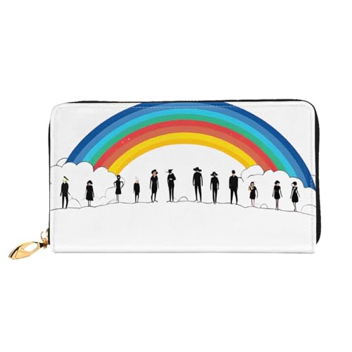 GBCDEDSL Kleine Regenbogen-Doppelseitige vollständig bedruckte Mikrofaser-Leder Damen Leder lange Clutch Geldbörse Leder Geldbörse, Schwarz , Einheitsgröße von GBCDEDSL