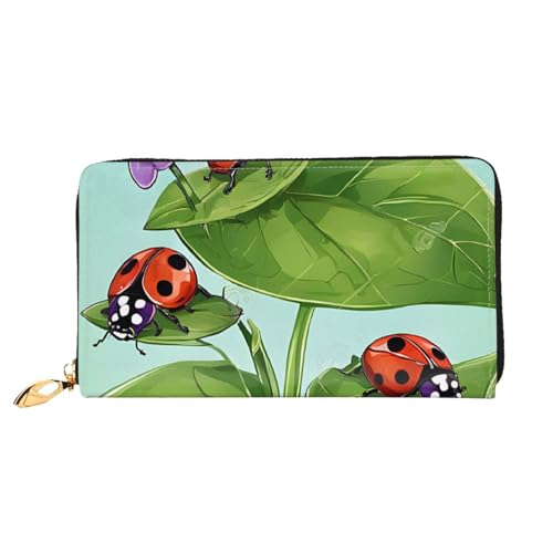GBCDEDSL Ladybug Doppelseitige voll bedruckte Mikrofaser-Leder Damen Leder lange Clutch Geldbörse Leder Geldbörse, Schwarz , Einheitsgröße von GBCDEDSL
