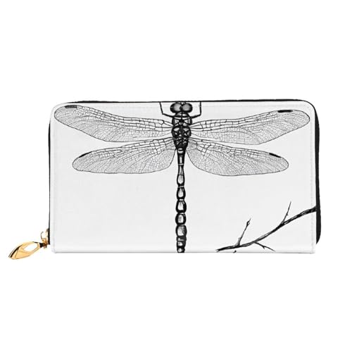 GBCDEDSL Libelle doppelseitig voll bedrucktes Mikrofaser-Leder Damen Leder lange Clutch Geldbörse Leder Geldbörse, Schwarz , Einheitsgröße von GBCDEDSL