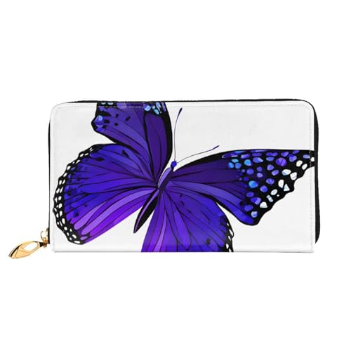 GBCDEDSL Lila Schmetterling doppelseitig voll bedrucktes Mikrofaser-Leder Damen Leder lange Clutch Geldbörse Leder Geldbörse, Schwarz , Einheitsgröße von GBCDEDSL