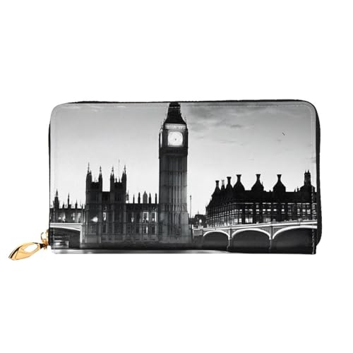 GBCDEDSL London Doppelseitige voll bedruckte Mikrofaser-Leder Damen Leder lange Clutch Geldbörse Leder Geldbörse, Schwarz , Einheitsgröße von GBCDEDSL