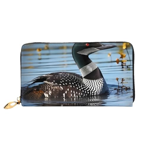 GBCDEDSL Loon Birds Doppelseitig Voll Bedrucktes Mikrofaser-Leder Damen Leder Lange Clutch Geldbörse Leder Geldbörse, Schwarz , Einheitsgröße von GBCDEDSL
