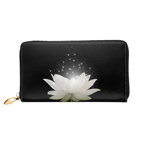 GBCDEDSL Lotus Floral Double Sided Fully Printed Microfiber Leather Women's Leather Long Clutch Wallet Leather Wallet, Schwarz , Einheitsgröße von GBCDEDSL