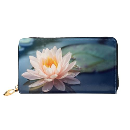 GBCDEDSL Lotus Flowers Double Sided Fully Printed Microfiber Leather Women's Leather Long Clutch Wallet Leather Wallet, Schwarz , Einheitsgröße von GBCDEDSL