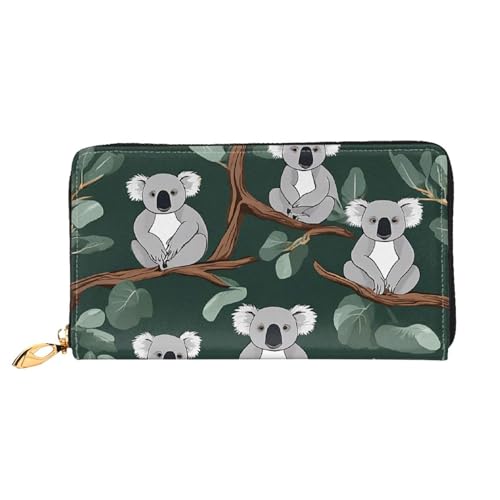 GBCDEDSL Lovely Koala Doppelseitig Voll Bedrucktes Mikrofaser-Leder Damen Leder Lange Clutch Geldbörse Leder Geldbörse, Schwarz , Einheitsgröße von GBCDEDSL
