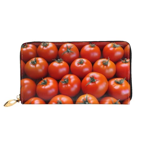 GBCDEDSL Many Tomatoes Double Sided Fully Printed Microfiber Leather Women's Leather Long Clutch Wallet Leather Wallet, Schwarz , Einheitsgröße von GBCDEDSL