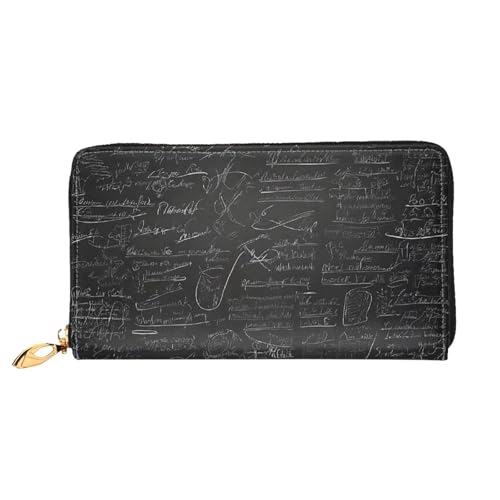 GBCDEDSL Math Formula Doppelseitig Voll Bedrucktes Mikrofaser-Leder Damen Leder Lange Clutch Geldbörse Leder Geldbörse, Schwarz , Einheitsgröße von GBCDEDSL