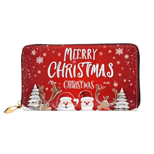 GBCDEDSL Merry Christmas Doppelseitige voll bedruckte Mikrofaser-Leder Damen Leder lange Clutch Geldbörse Leder Geldbörse, Schwarz , Einheitsgröße von GBCDEDSL
