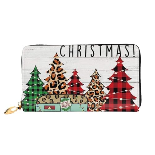 GBCDEDSL Merry Christmas Doppelseitige voll bedruckte Mikrofaser-Leder Damen Leder lange Clutch Geldbörse Leder Geldbörse, Schwarz , Einheitsgröße von GBCDEDSL