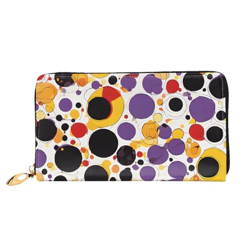 GBCDEDSL Mid Century Moderne Retro mit Tropfenformen, doppelseitig, voll bedrucktes Mikrofaser-Leder, lange Clutch-Geldbörse, Ledergeldbörse, Schwarz , Einheitsgröße von GBCDEDSL