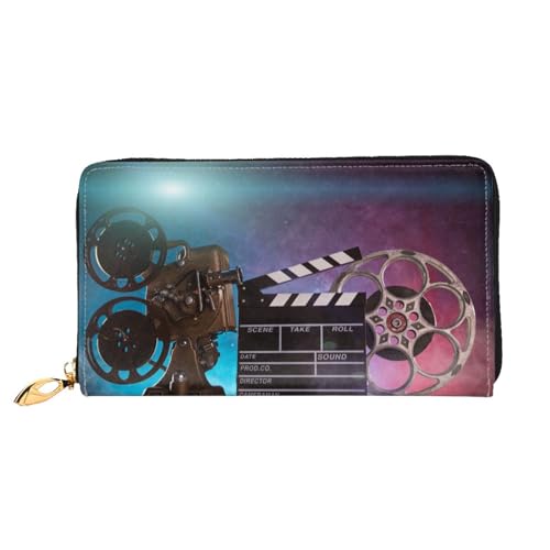 GBCDEDSL Movies Clapperboard Doppelseitig Voll Bedrucktes Mikrofaser-Leder Damen Leder Lange Clutch Geldbörse Leder Geldbörse, Schwarz , Einheitsgröße von GBCDEDSL