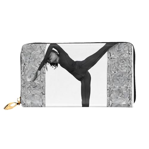 GBCDEDSL New Love Gymnastics doppelseitig voll bedrucktes Mikrofaser-Leder Damen Leder lange Clutch Geldbörse Leder Geldbörse, Schwarz , Einheitsgröße von GBCDEDSL