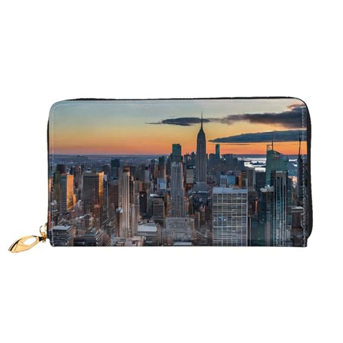 GBCDEDSL New York City Print Double Sided Fully Printed Microfiber Leather Women's Leather Long Clutch Wallet Leather Wallet, Schwarz , Einheitsgröße von GBCDEDSL