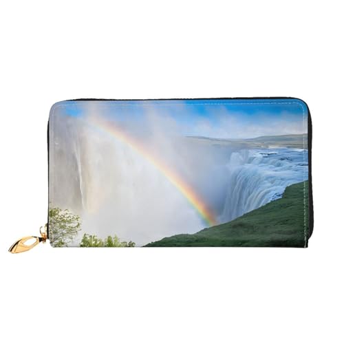 GBCDEDSL Niagara Falls Doppelseitig Voll Bedrucktes Mikrofaser-Leder Damen Leder Lange Clutch Geldbörse Leder Geldbörse, Schwarz , Einheitsgröße von GBCDEDSL