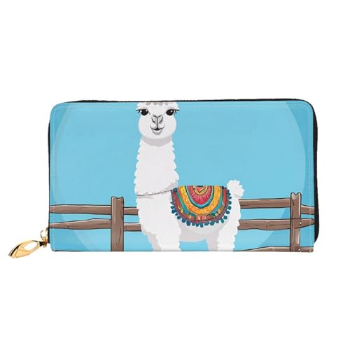 GBCDEDSL Niedliche Alpakas doppelseitig bedrucktes Mikrofaser-Leder Damen Leder lange Clutch Geldbörse Leder Geldbörse, Schwarz , Einheitsgröße von GBCDEDSL