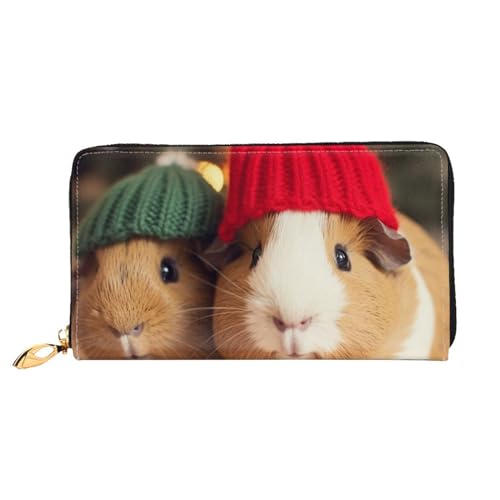 GBCDEDSL Niedliche Meerschweinchen mit Hut, doppelseitig bedruckt, Mikrofaser-Leder, lange Clutch-Geldbörse, Ledergeldbörse, Schwarz , Einheitsgröße von GBCDEDSL