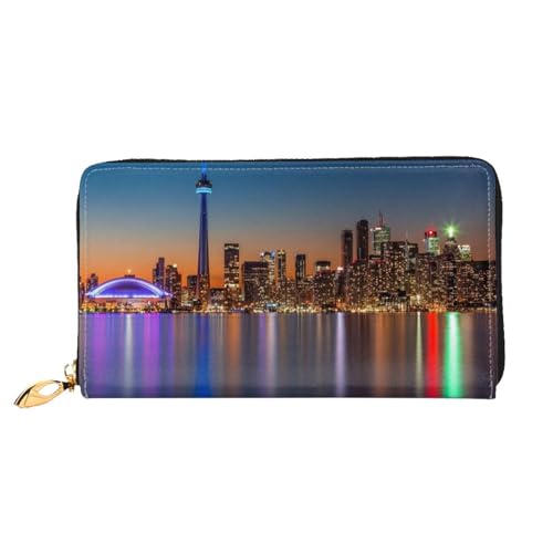 GBCDEDSL Night Canada Doppelseitige voll bedruckte Mikrofaser-Leder Damen Leder lange Clutch Geldbörse Leder Geldbörse, Schwarz , Einheitsgröße von GBCDEDSL