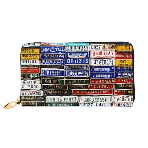 GBCDEDSL Nummernschild doppelseitig voll bedrucktes Mikrofaser-Leder Damen Leder lange Clutch Geldbörse Leder Geldbörse, Schwarz , Einheitsgröße von GBCDEDSL