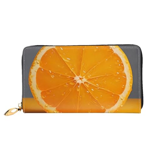 GBCDEDSL Orange Slice Doppelseitig Voll Bedrucktes Mikrofaser-Leder Damen Leder Lange Clutch Geldbörse Leder Geldbörse, Schwarz , Einheitsgröße von GBCDEDSL