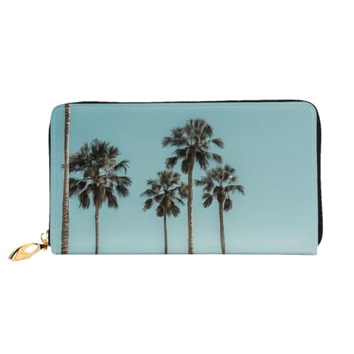 GBCDEDSL Palm Tree Double Sided Fully Printed Microfiber Leather Women's Leather Long Clutch Wallet Leather Wallet, Schwarz , Einheitsgröße von GBCDEDSL