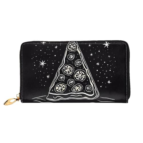 GBCDEDSL Pizza Constellation Doppelseitig Voll Bedrucktes Mikrofaser-Leder Damen Leder Lange Clutch Geldbörse Leder Geldbörse, Schwarz , Einheitsgröße von GBCDEDSL