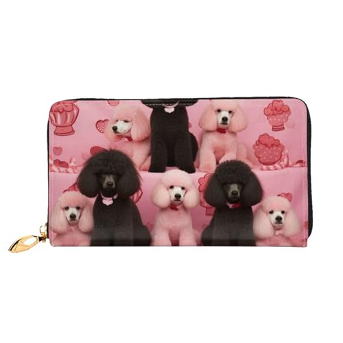 GBCDEDSL Poodles Dogs Doppelseitig Bedrucktes Mikrofaser-Leder Damen Leder Lange Clutch Geldbörse Leder Geldbörse, Schwarz , Einheitsgröße von GBCDEDSL