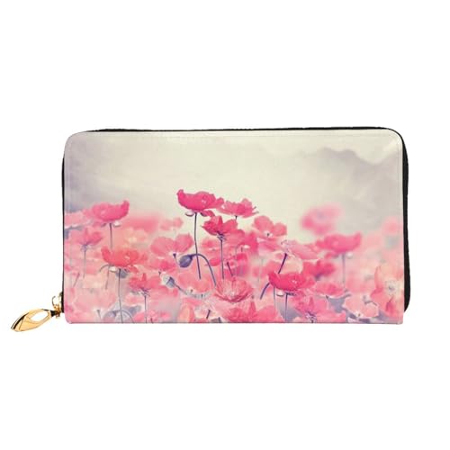 GBCDEDSL Rote Blumen doppelseitig voll bedrucktes Mikrofaser-Leder Damen Leder lange Clutch Geldbörse Leder Geldbörse, Schwarz , Einheitsgröße von GBCDEDSL