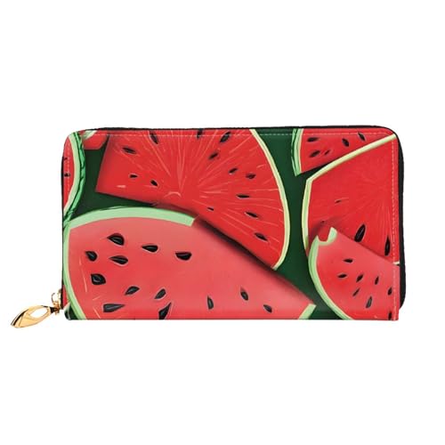 GBCDEDSL Rote Wassermelone doppelseitig bedruckte Mikrofaser-Leder Damen Leder lange Clutch Geldbörse Leder Geldbörse, Schwarz , Einheitsgröße von GBCDEDSL