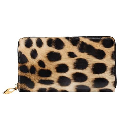 GBCDEDSL Rough Leopard Print Double Sided Fully Printed Microfiber Leather Women's Leather Long Clutch Wallet Leather Wallet, Schwarz , Einheitsgröße von GBCDEDSL