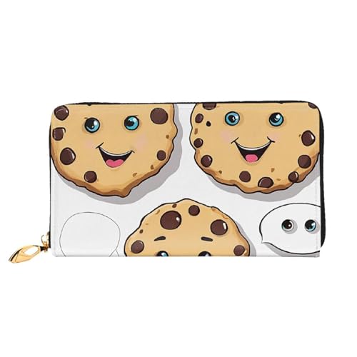 GBCDEDSL Schokoladenstückchen mit verschiedenen Ausdrücken, doppelseitig bedruckt, Mikrofaser-Leder, lange Clutch-Geldbörse, Ledergeldbörse, Schwarz , Einheitsgröße von GBCDEDSL