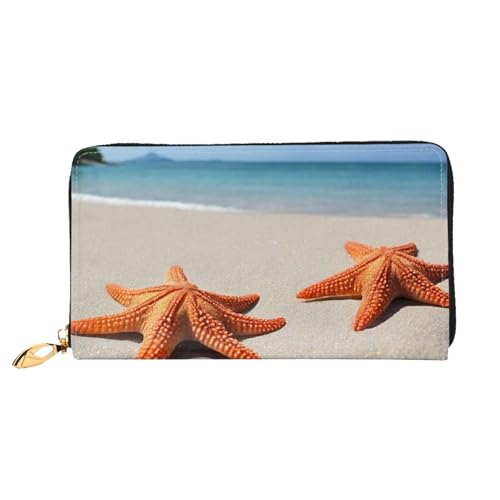 GBCDEDSL Sea Shell Doppelseitige voll bedruckte Mikrofaser-Leder Damen Leder lange Clutch Geldbörse Leder Geldbörse, Schwarz , Einheitsgröße von GBCDEDSL