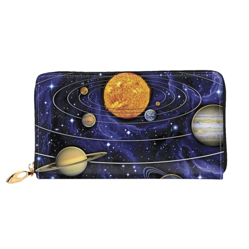 GBCDEDSL Solar Galaxy Doppelseitig Voll Bedrucktes Mikrofaser-Leder Damen Leder Lange Clutch Geldbörse Leder Geldbörse, Schwarz , Einheitsgröße von GBCDEDSL