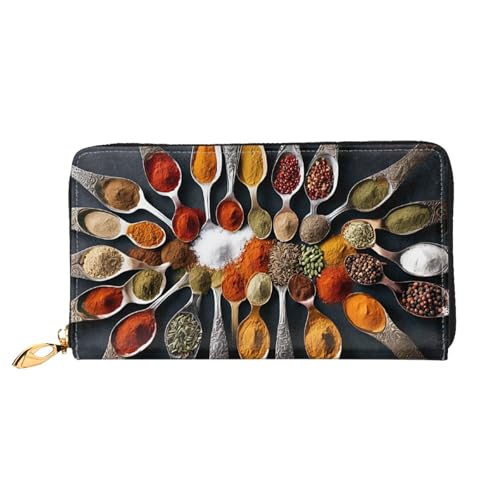 GBCDEDSL Spices Doppelseitige voll bedruckte Mikrofaser-Leder Damen Leder lange Clutch Geldbörse Leder Geldbörse, Schwarz , Einheitsgröße von GBCDEDSL