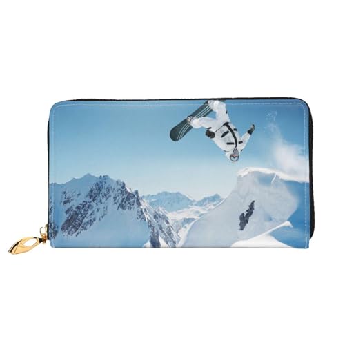 GBCDEDSL Sports Ski Doppelseitig Voll Bedrucktes Mikrofaser-Leder Damen Leder Lange Clutch Geldbörse Leder Geldbörse, Schwarz , Einheitsgröße von GBCDEDSL