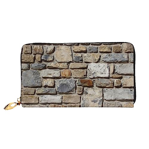 GBCDEDSL Stone Double Sided Fully Printed Microfiber Leather Women's Leather Long Clutch Wallet Leather Wallet, Schwarz , Einheitsgröße von GBCDEDSL