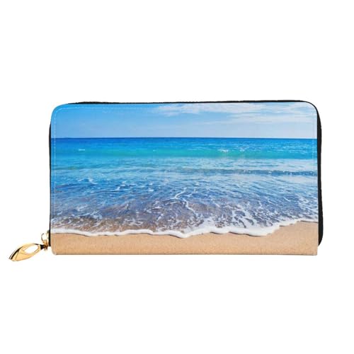 GBCDEDSL Strand und Meer doppelseitig voll bedrucktes Mikrofaser-Leder Damen Leder lange Clutch Geldbörse Leder Geldbörse, Schwarz , Einheitsgröße von GBCDEDSL