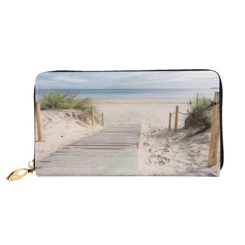 GBCDEDSL Strandlandschaft doppelseitig voll bedrucktes Mikrofaser-Leder Damen Leder lange Clutch Geldbörse Leder Geldbörse, Schwarz , Einheitsgröße von GBCDEDSL