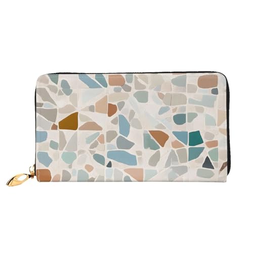 GBCDEDSL Terrazzo Marmor Pastell Doppelseitig Voll Bedruckt Mikrofaser Leder Damen Leder Lange Clutch Geldbörse Leder Geldbörse, Schwarz , Einheitsgröße von GBCDEDSL