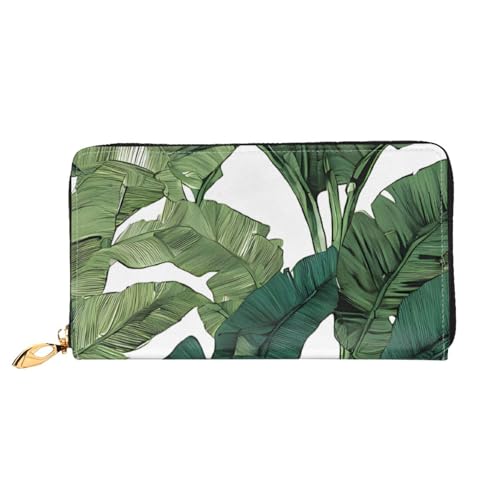GBCDEDSL Tropical Banana Palm Leaves Double Sided Fully Printed Microfiber Leather Women's Leather Long Clutch Wallet Leather Wallet, Schwarz , Einheitsgröße von GBCDEDSL