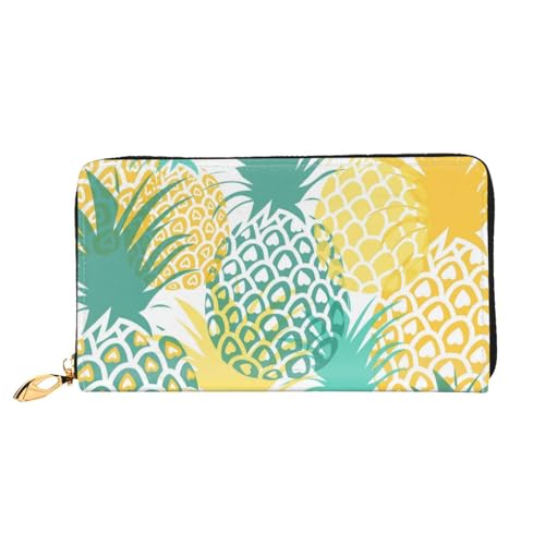GBCDEDSL Tropical Pineapple Doppelseitig Bedrucktes Mikrofaser-Leder Damen Leder Lange Clutch Geldbörse Leder Geldbörse, Schwarz , Einheitsgröße von GBCDEDSL